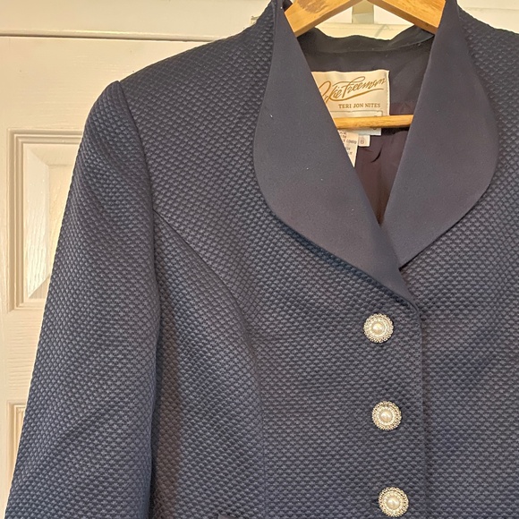 Vintage Ricki Freeman Teri John Holt Renfrew Silk Wool Embellished Jacket sz 8 - Picture 2 of 6